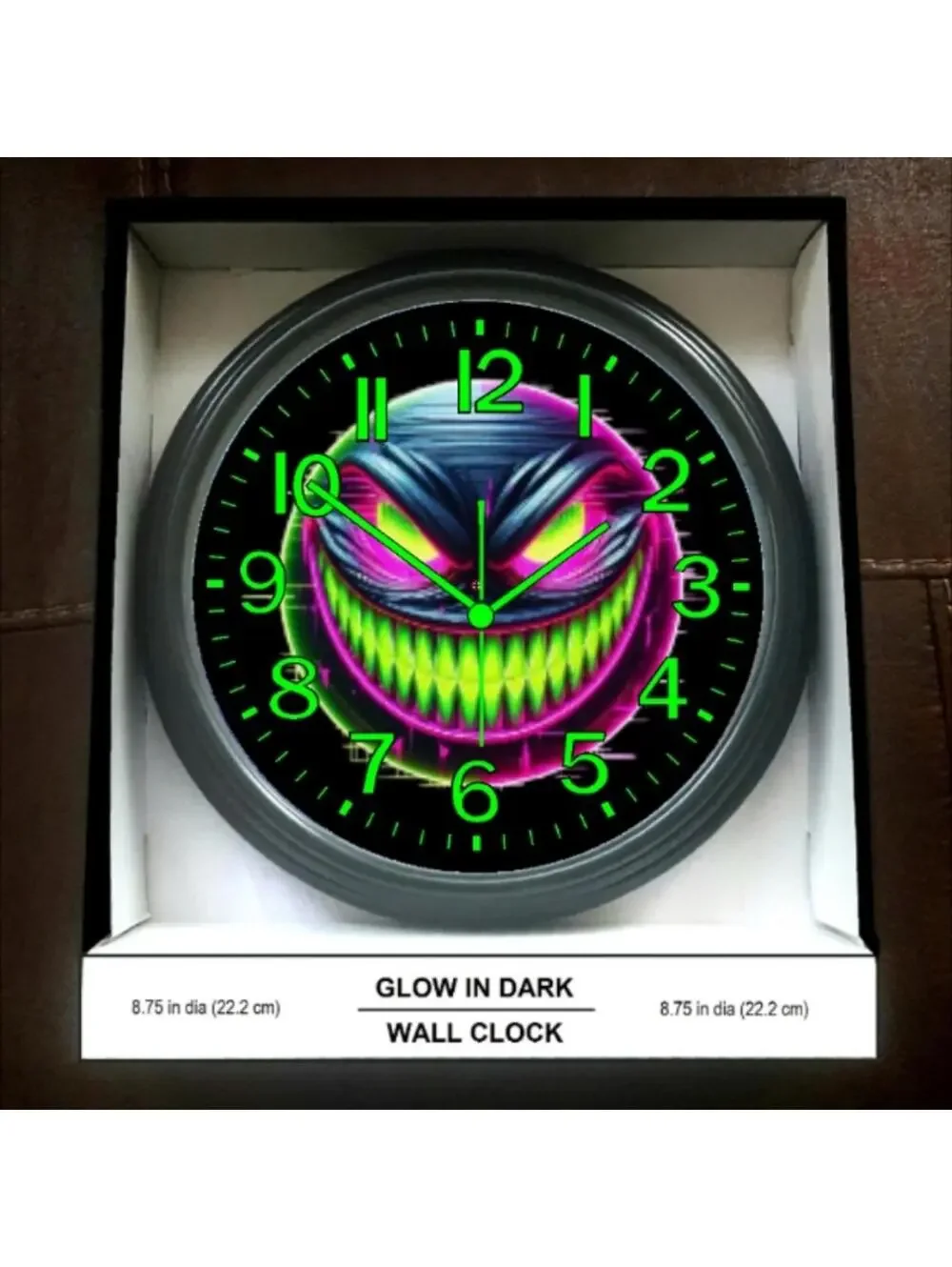 Psychedelic Glow In The Dark :-) Happy Face Glow In The Dark Wall Clock New!